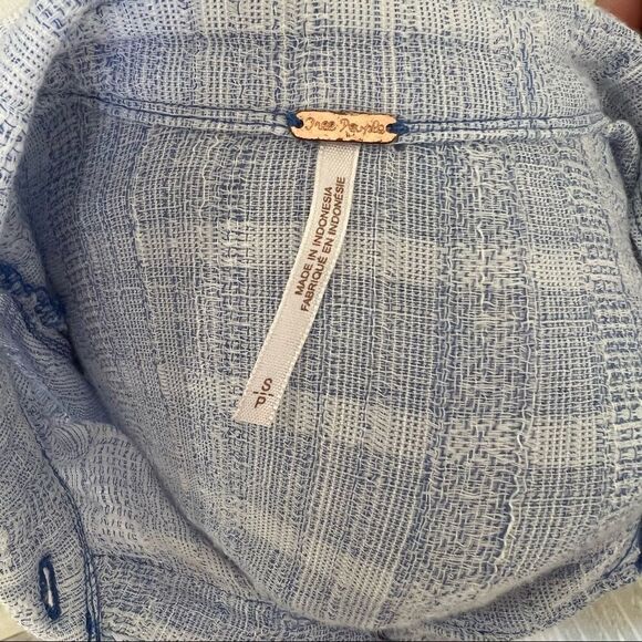Free People Headed To The Highlands Blue Blouse Small - Picture 6 of 6
